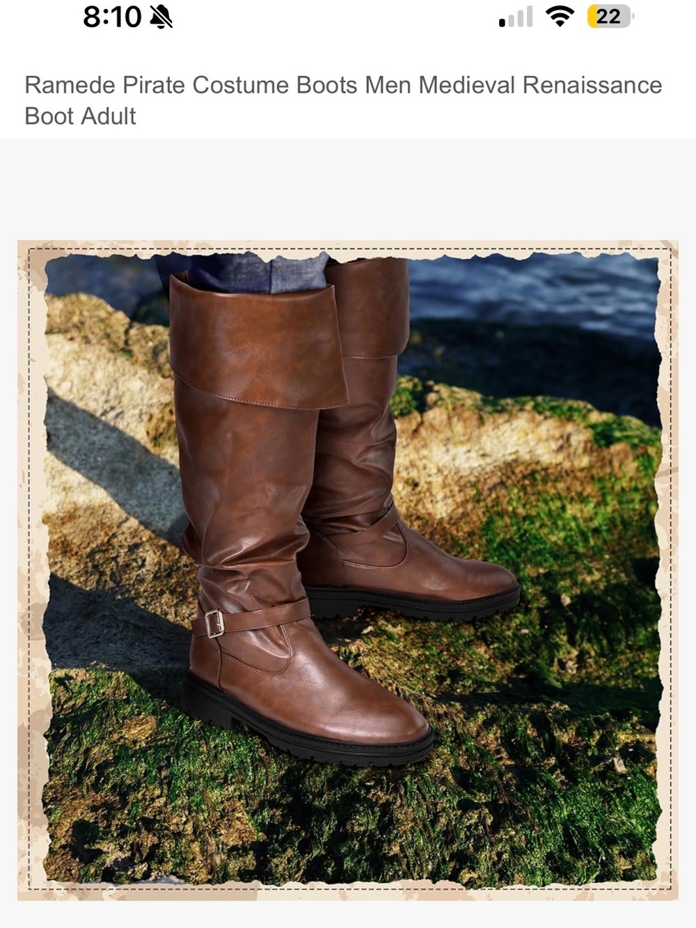 Men's Brown Renaissance Pirate Boots with Buckle